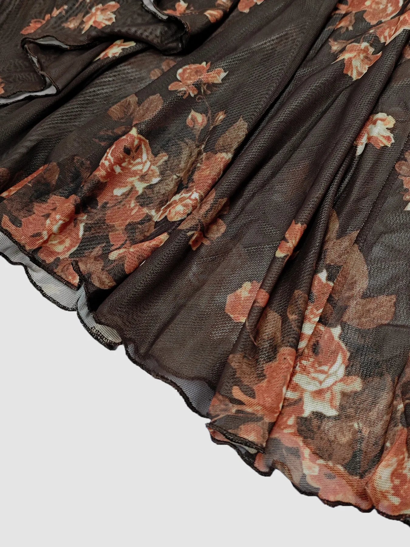 Trendsi Floral Skirt Matching Set with Black Mesh and Rose Patterns for a Stylish Look