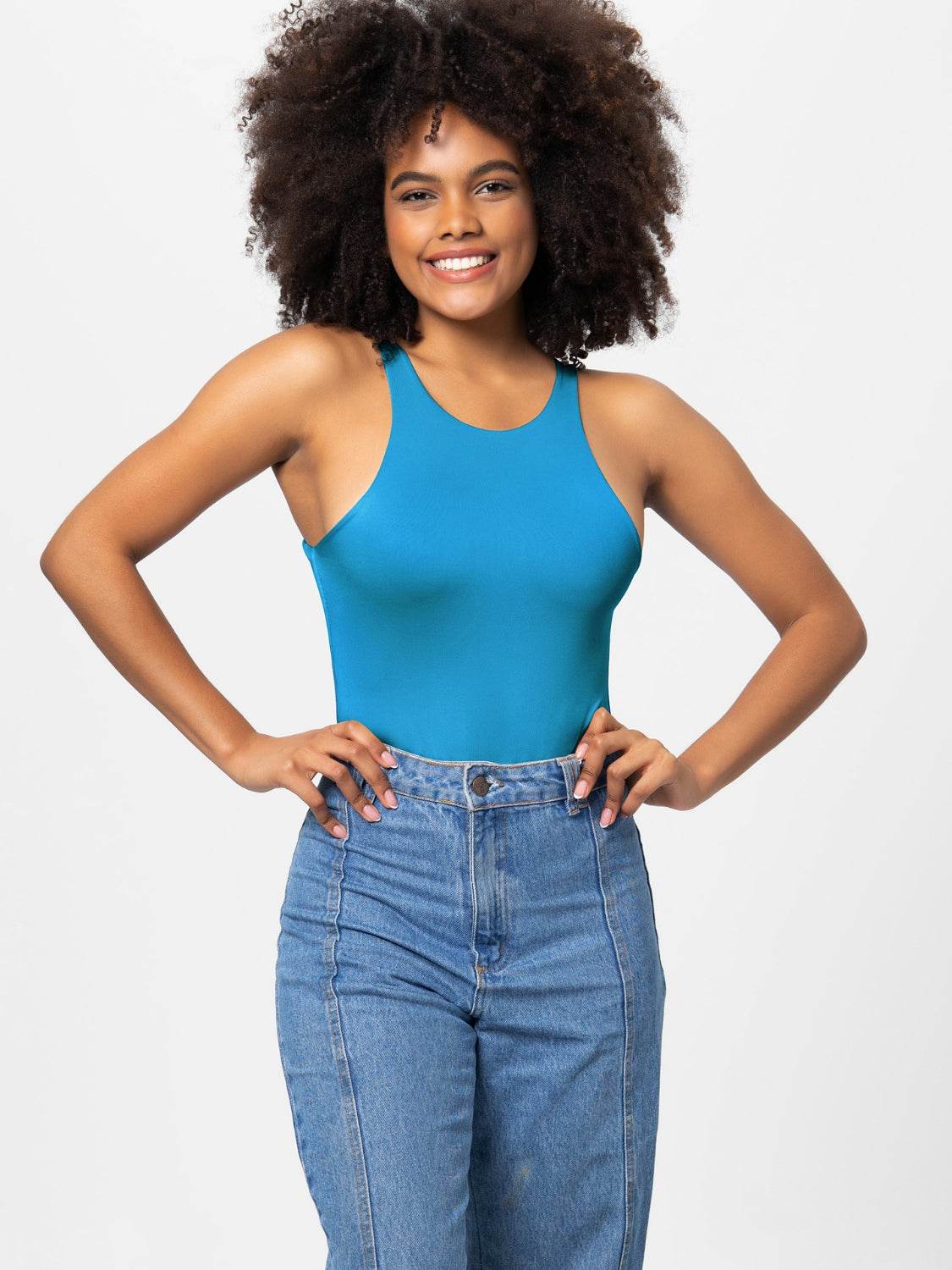 Full Size Round Neck Wide Strap Bodysuit - Fashions Envy