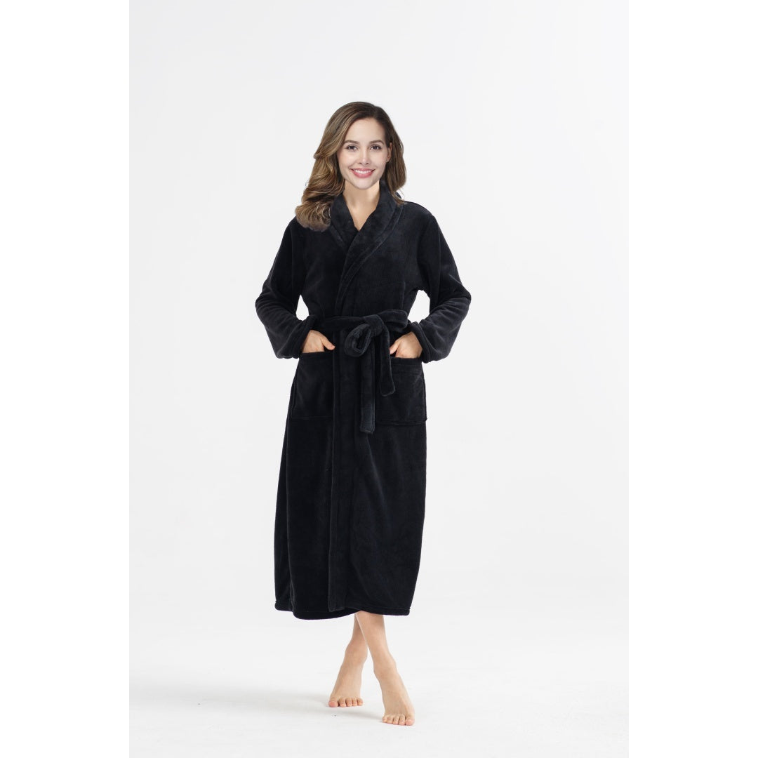 Plush Fleece Bathrobe - Ultra Soft Long Robe for Women