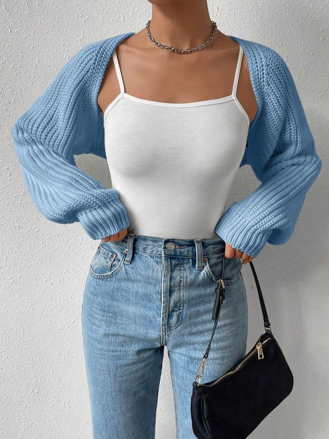 Honey Open Front Long Sleeve Cropped Cardigan - Fashions Envy