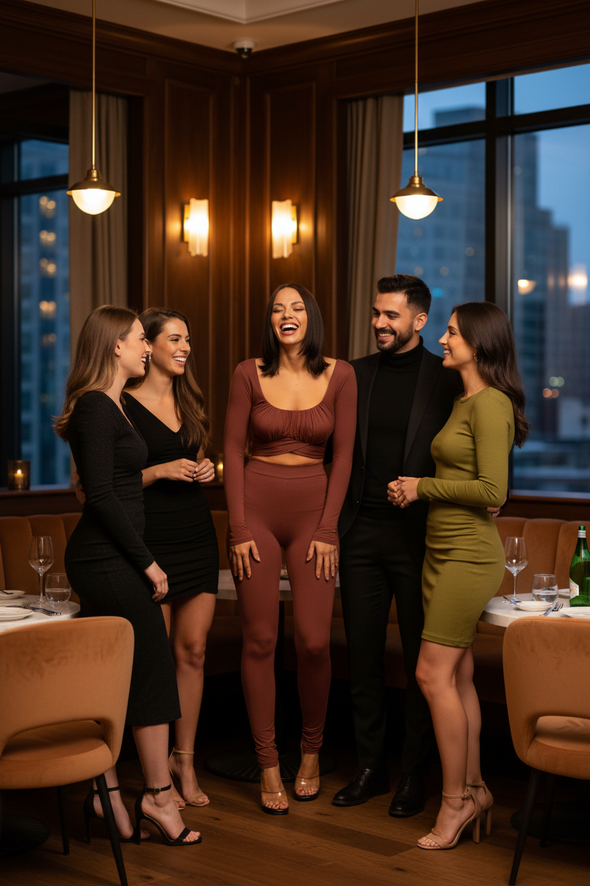 Front Shirring Back Tie - Standing Candid Lifestyle