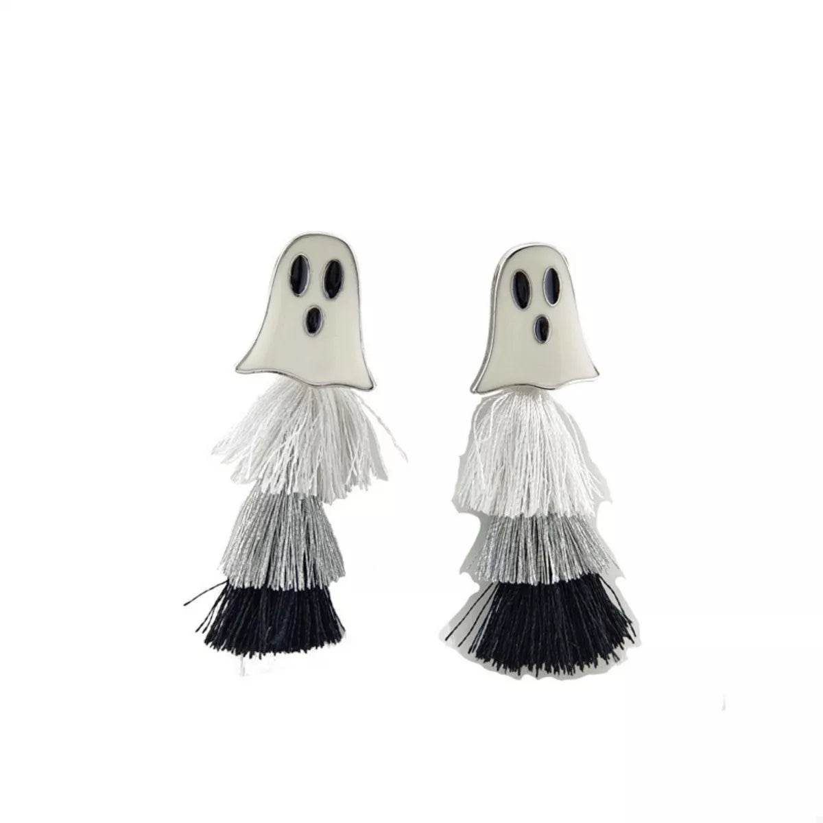 Trendsi Ghost and Pumpkin Dangle Earrings with Charming Ghost Motif and Colorful Tassels