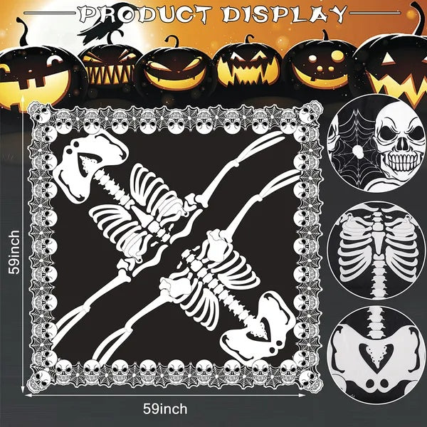 Halloween Costume Skeleton Skull Bones Lace Cape Shawl Poncho - Fashions Envy