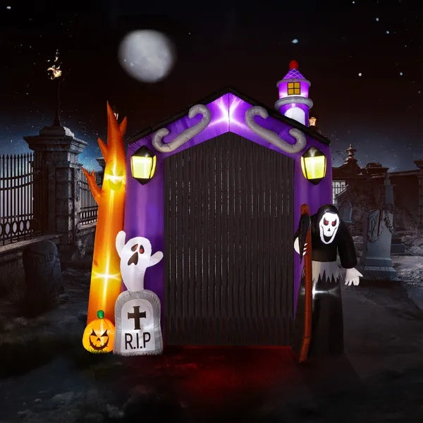 9.8 FT Halloween Inflatables Haunted House Castle Archway Outdoor Decorations - Fashions Envy