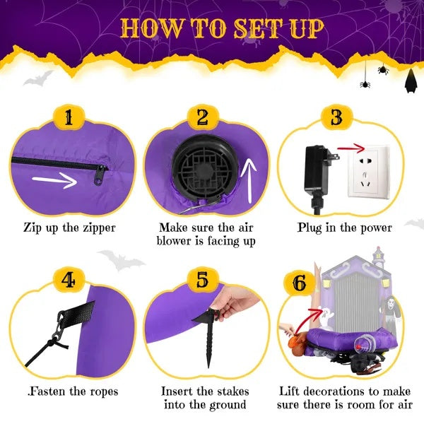 9.8 FT Halloween Inflatables Haunted House Castle Archway Outdoor Decorations - Fashions Envy