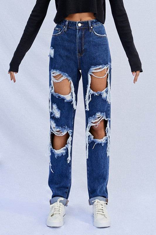 Insane Gene High Waisted Baggy Jeans with Distressed Rips and an Oversized Fit