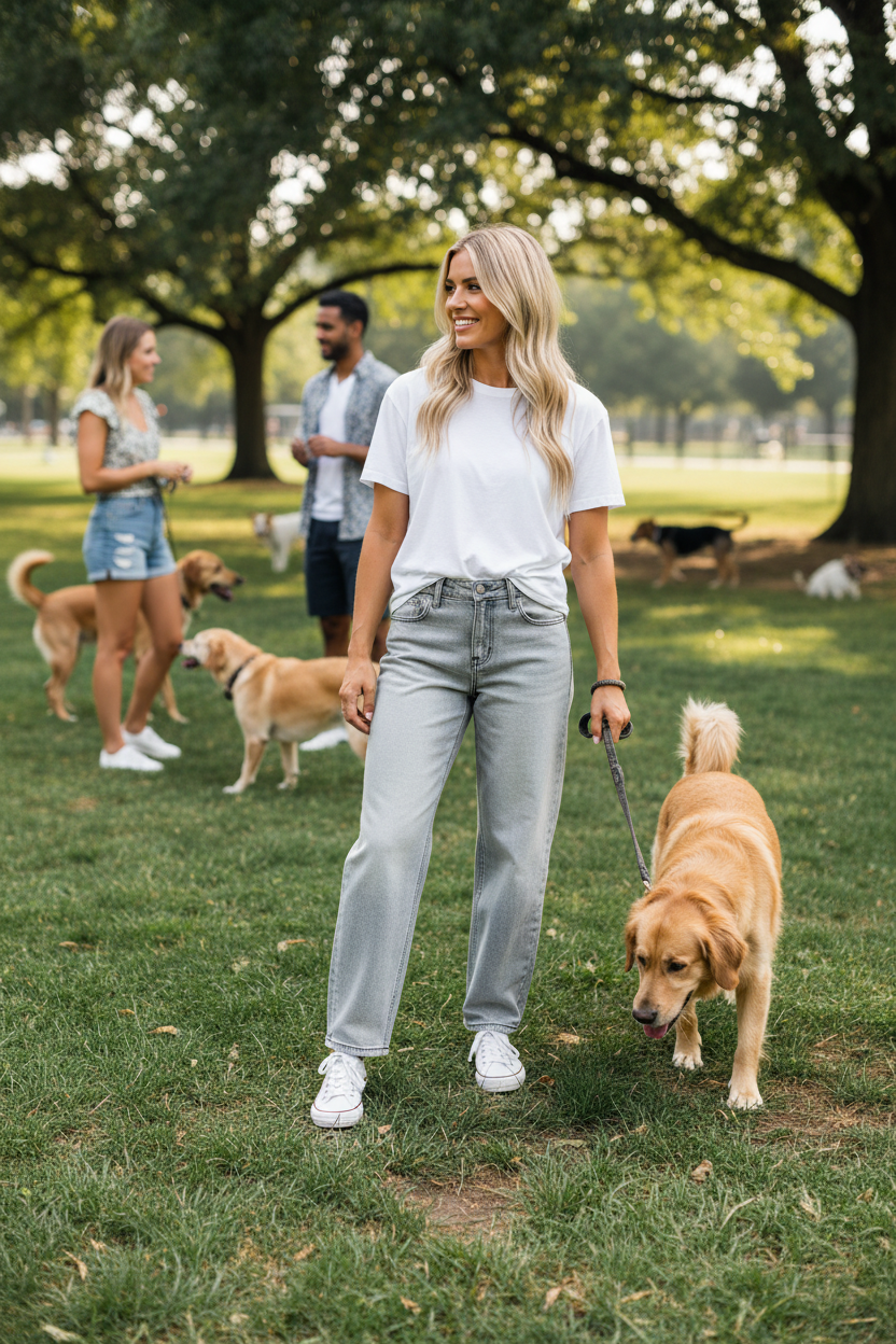 RISEN Slouchy Baggy Jeans - Contrast Stitching Relaxed Fit - Fashions Envy