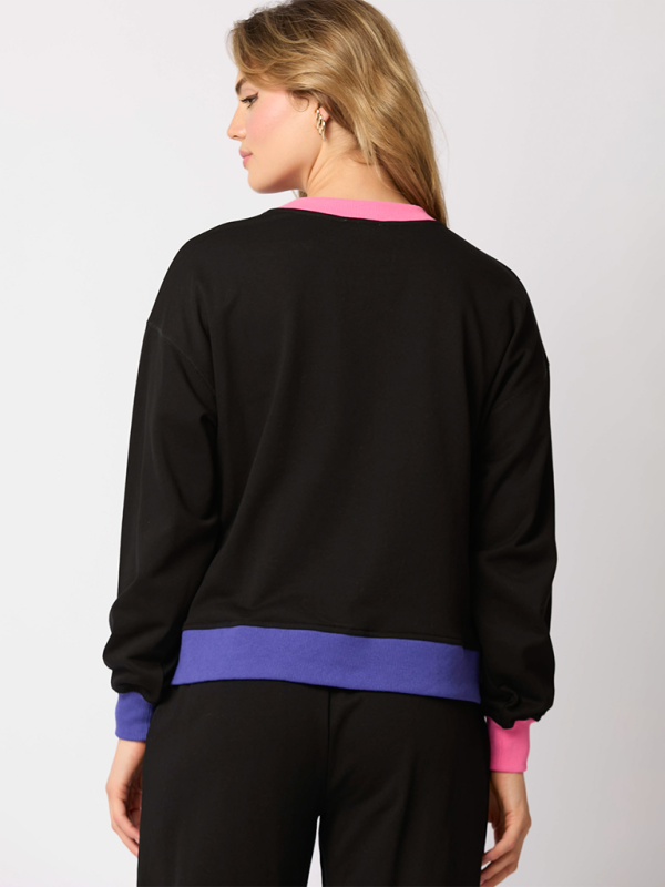 Christmas Soldier Sequins Color Block Sweatshirt & Sweatpants Set