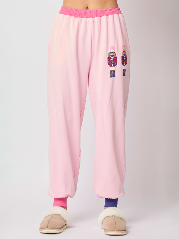 Christmas Soldier Sequins Color Block Sweatshirt & Sweatpants Set