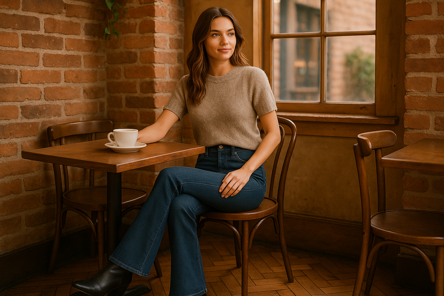 Coffee Shop Casual - Bootcut Jeans Weekend Style