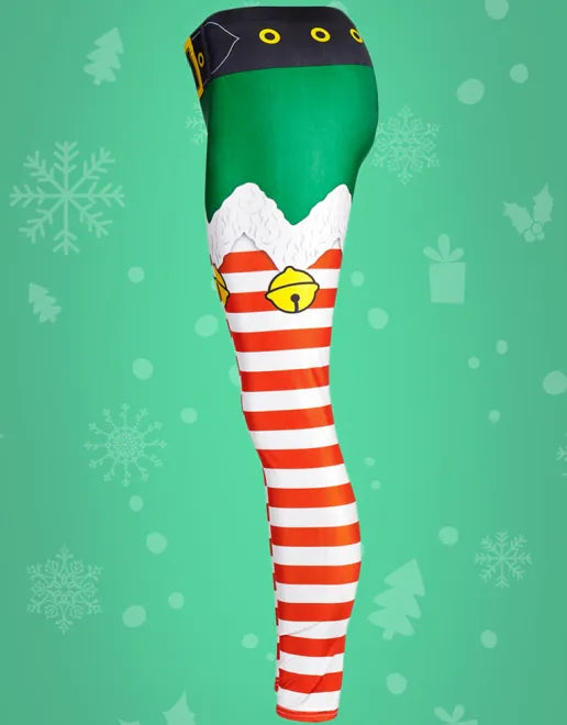 Festive Stripe Print Christmas Patterned Leggings