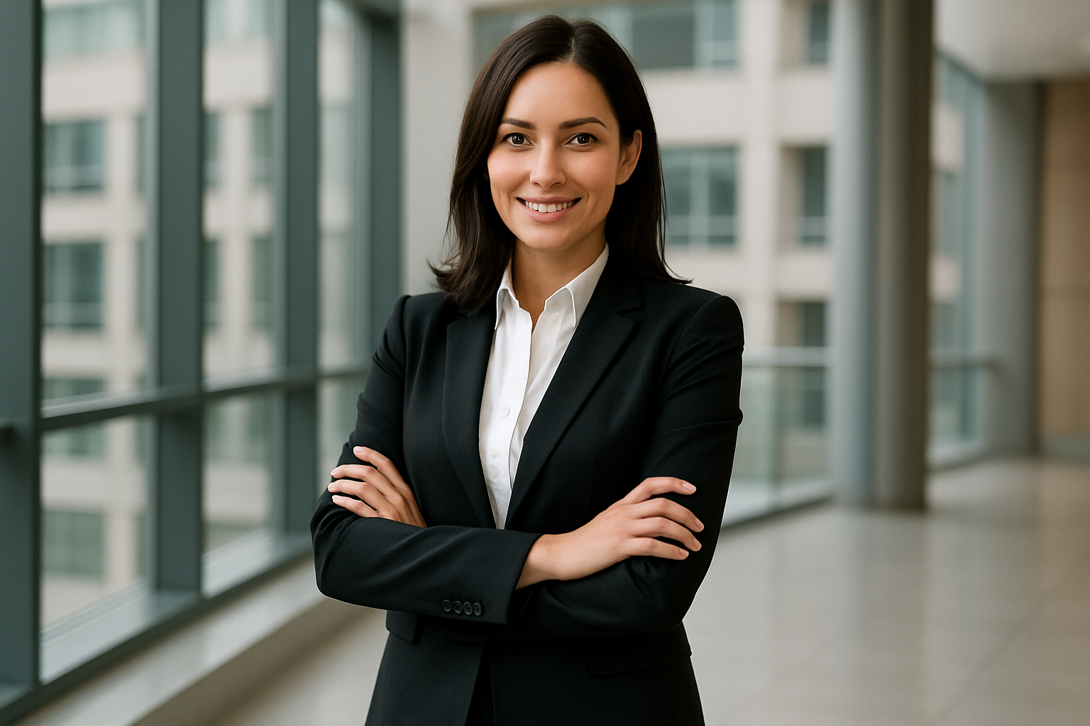 Elegant woman in belted blazer dress at upscale restaurant