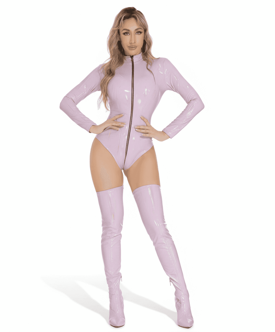 Holographic Bodysuit - Iridescent Zipper Front - Fashions Envy