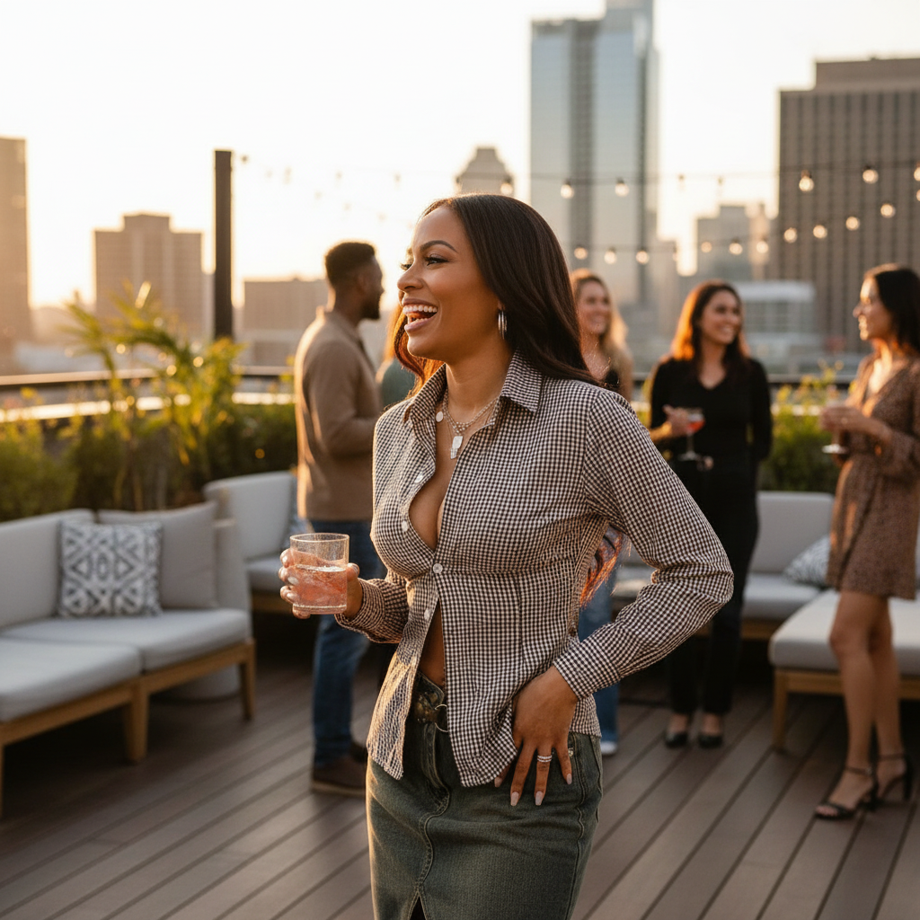 Lifestyle image of stretch button down long sleeves shirt