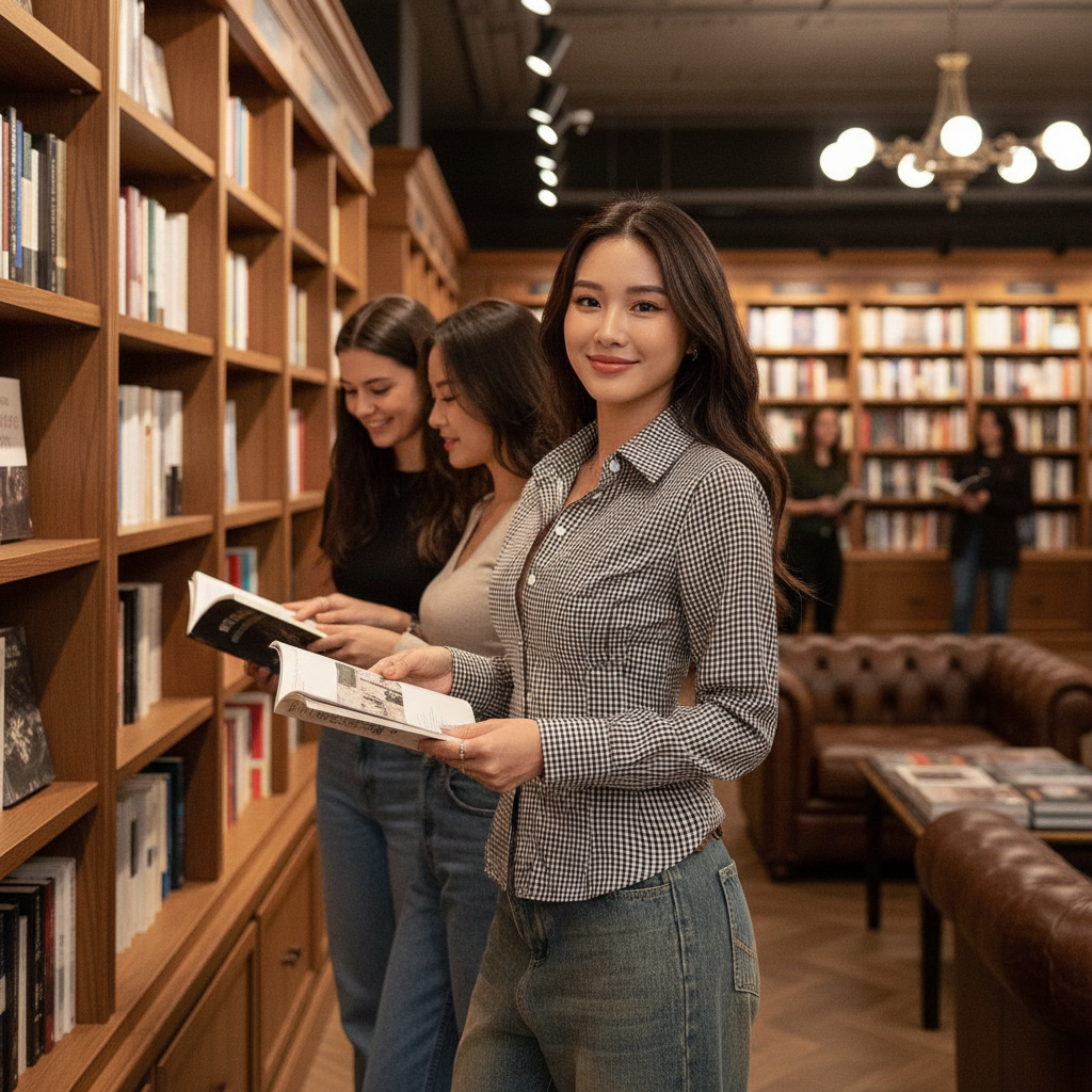 Lifestyle image of stretch button down long sleeves shirt