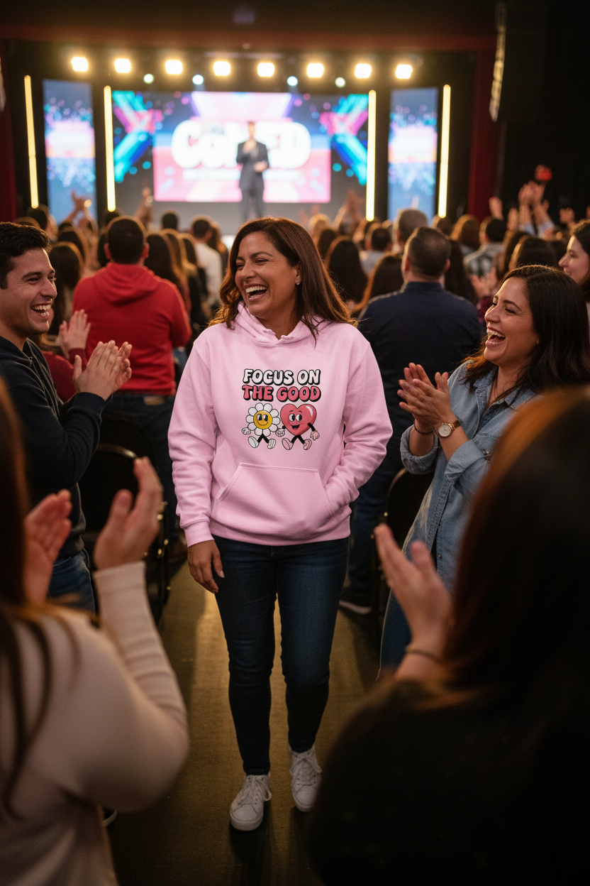 Light Pink Focus On Good Hoodie - Comedy Show