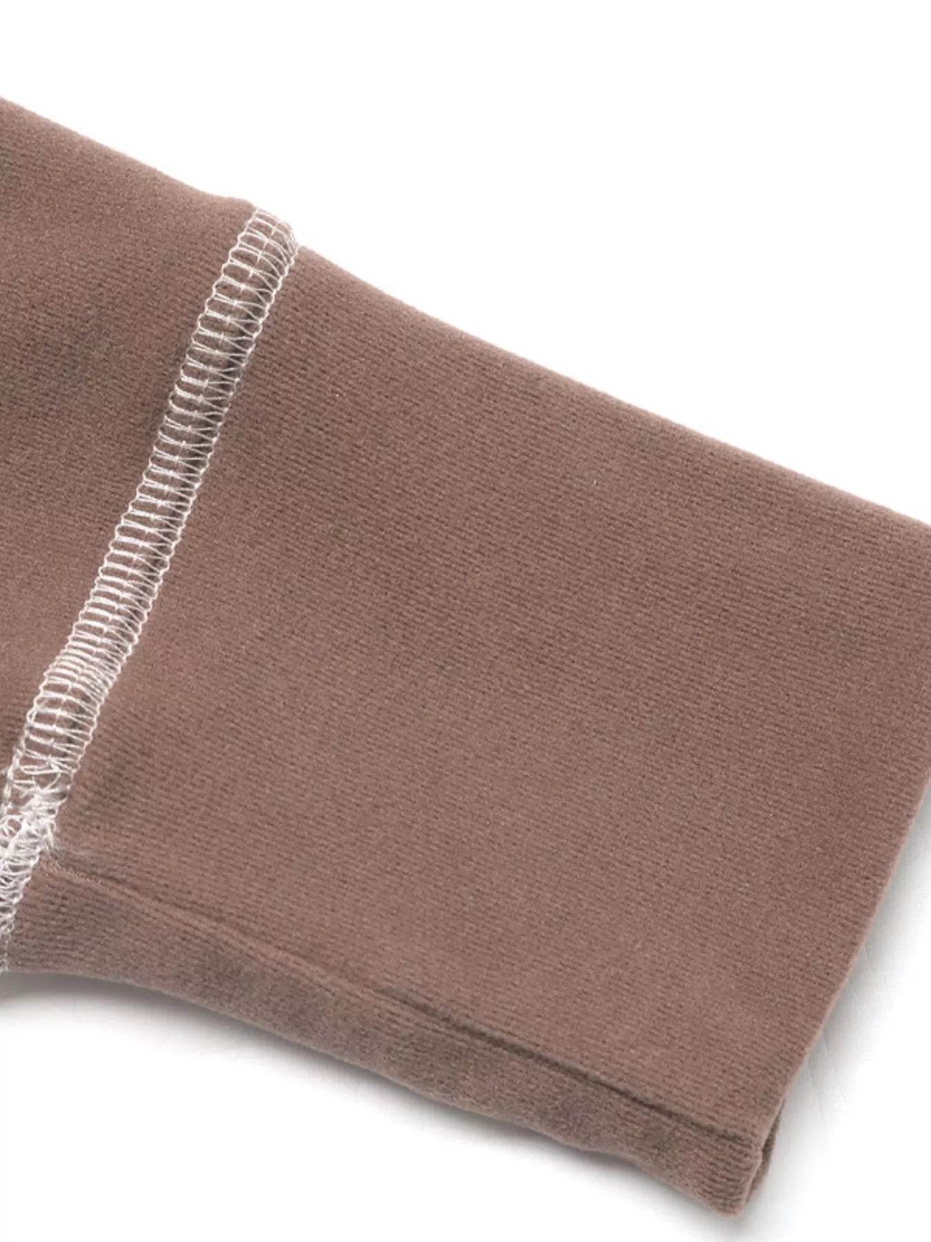 Trendsi Long Sleeve Top and Pants Set in soft brown fabric with detailed stitching