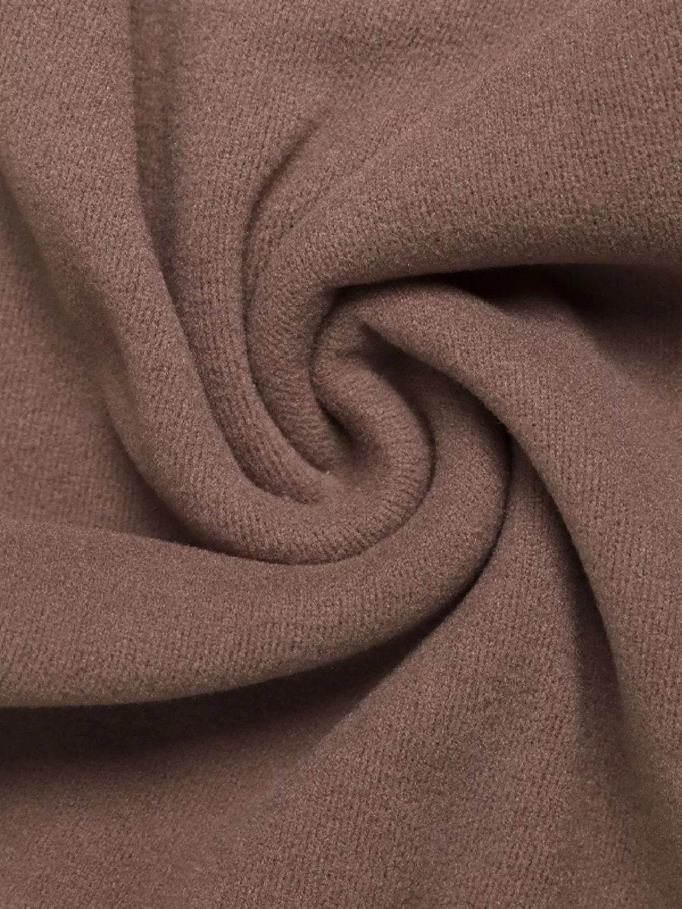 Soft, cozy fabric texture of Long Sleeve Top and Pants Set in a warm brown hue