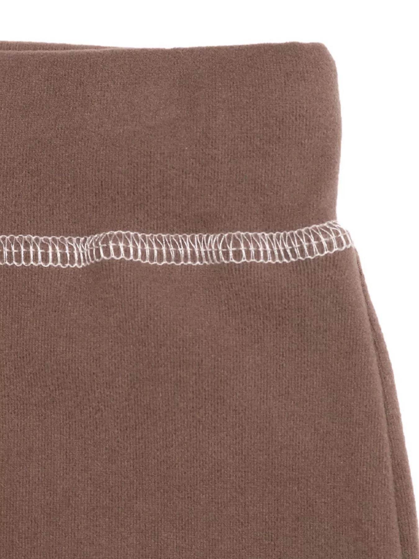 Close-up of stitching on brown pants from Long Sleeve Top and Pants Set by Trendsi