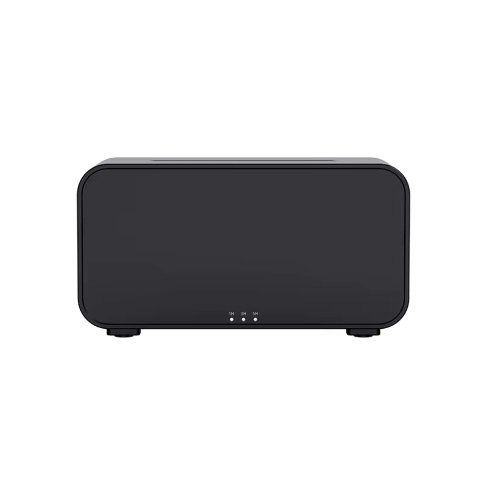 Fashions Envy Flame Aromatherapy Humidifier black rectangular minimalist design with front control buttons
