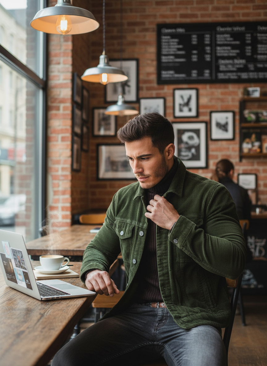 Corduroy Button-Down Jacket Men - Classic Fit Outerwear - Fashions Envy
