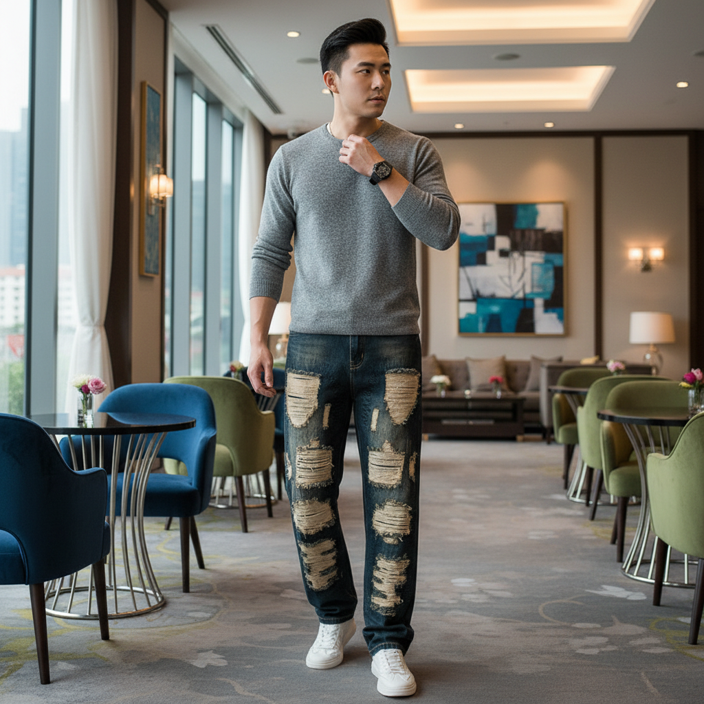 Straight Leg Jeans Men - Wrinkle-Resistant Loose Fit - Fashions Envy