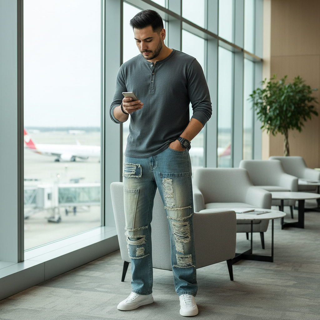 Straight Leg Jeans Men - Wrinkle-Resistant Loose Fit - Fashions Envy