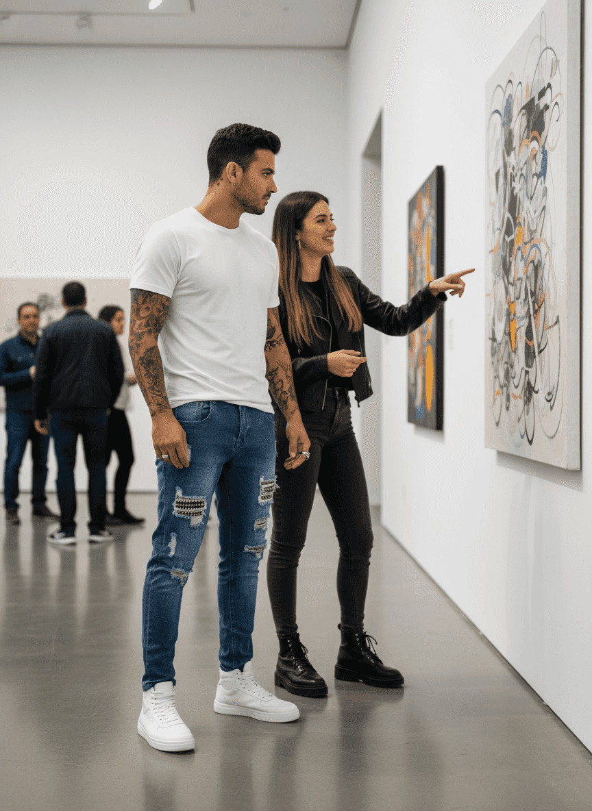 Men's Distressed Jeans - Studded Slim Fit Stretch Denim - Fashions Envy