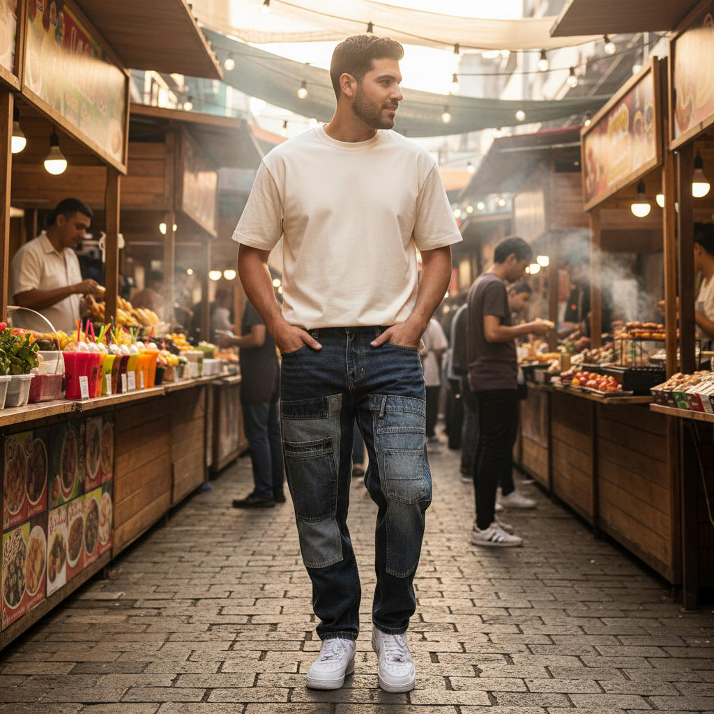 Multi-Pocket Dad Jeans Men - Loose Fit Cargo Style - Fashions Envy