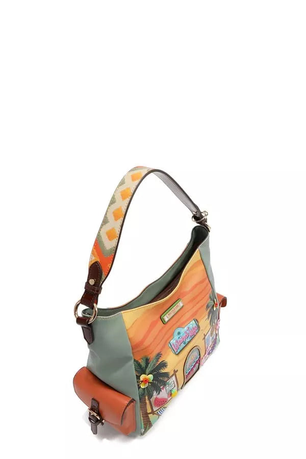 Colorful Sand Hobo Handbag with Adjustable Strap and Spacious Interior for Daily Use
