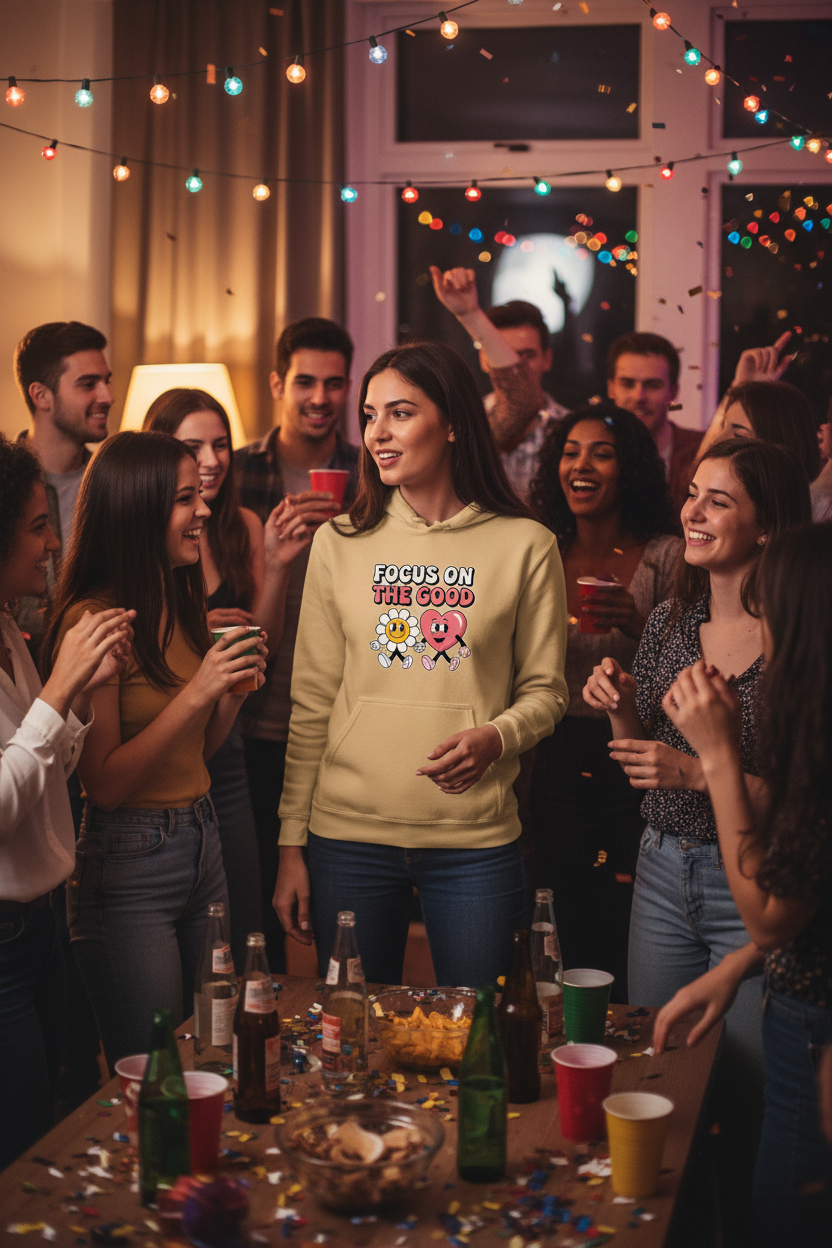 Old Gold Focus On Good Hoodie - House Party