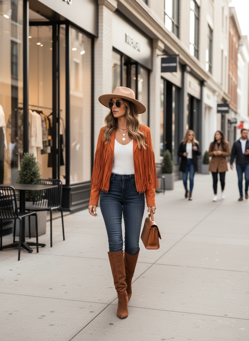 Orange Fringe Jacket Urban