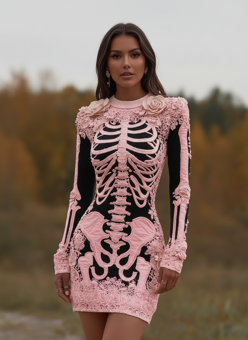 Pink skeleton dress lifestyle image
