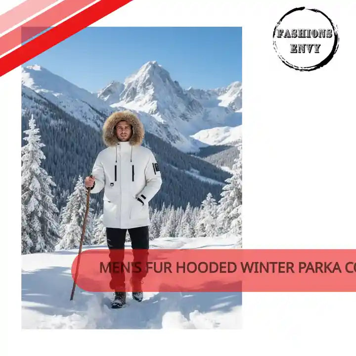 Men's Fur Hooded Winter Parka Coat - Insulated by@Outfy