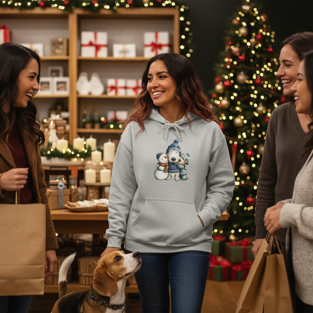 Puppy Snowman Hoodie with Dog 5