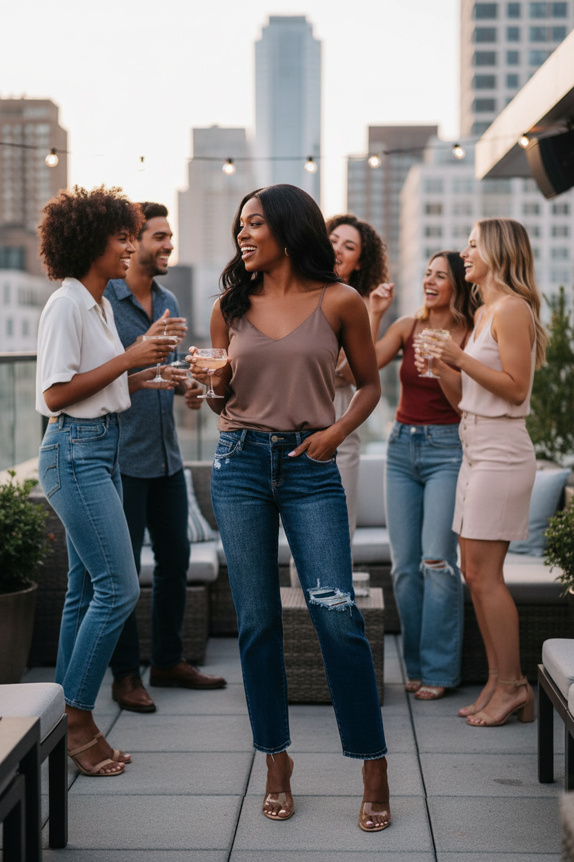 RISEN high rise crop jeans lifestyle image