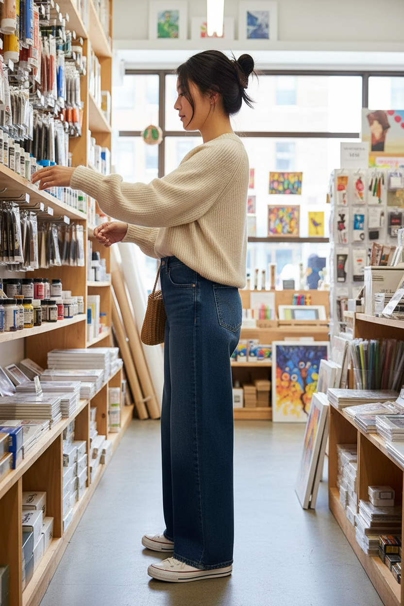 RISEN Wide Baggy Jeans Women - Mid Rise Relaxed Fit - Fashions Envy