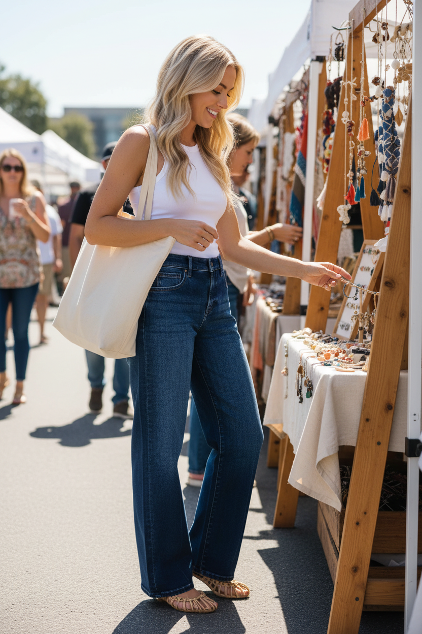 RISEN Wide Baggy Jeans Women - Mid Rise Relaxed Fit - Fashions Envy