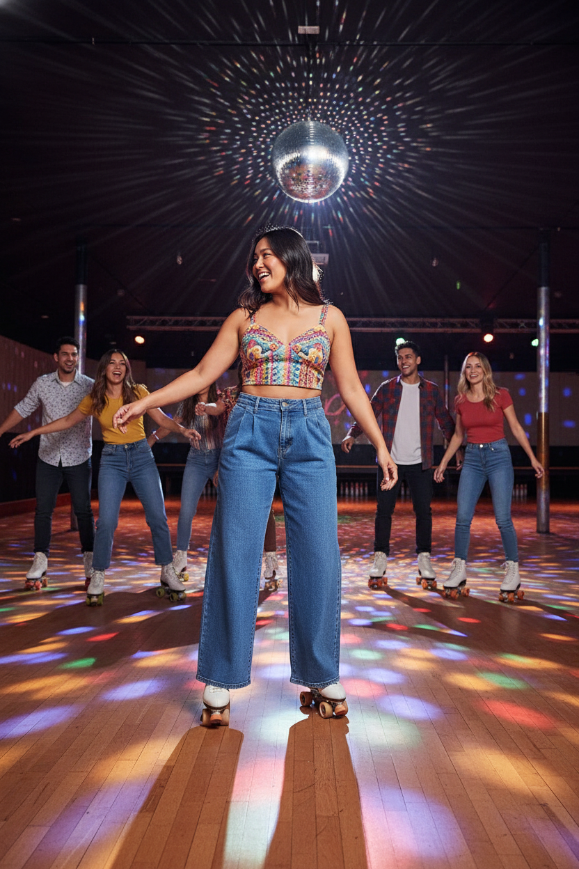 RISEN Wide Leg Jeans - Mid Rise Pleated Detail - Fashions Envy