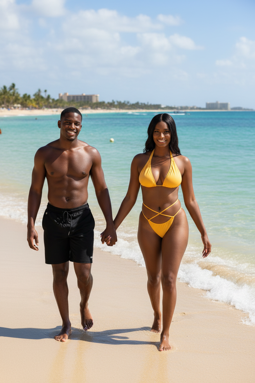 Self-tie Abigail Bikini Swimsuit Set - Beach Scene