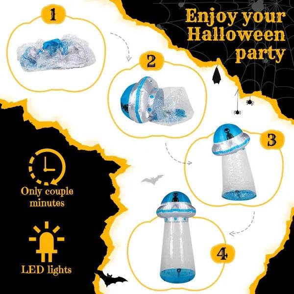 8.8 FT Halloween Inflatable UFO Yard Decoration - Interactive LED UFO Display - Fashions Envy