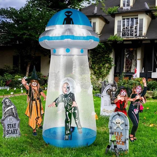 8.8 FT Halloween Inflatable UFO Yard Decoration - Interactive LED UFO Display - Fashions Envy