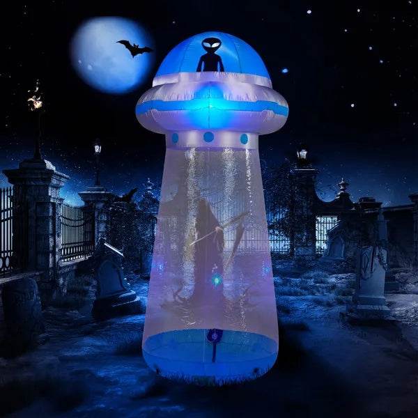 8.8 FT Halloween Inflatable UFO Yard Decoration - Interactive LED UFO Display - Fashions Envy