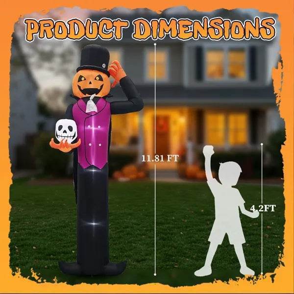 12FT Giant Halloween Inflatable Blow Up Decorations - Spooky Pumpkin Man - Fashions Envy