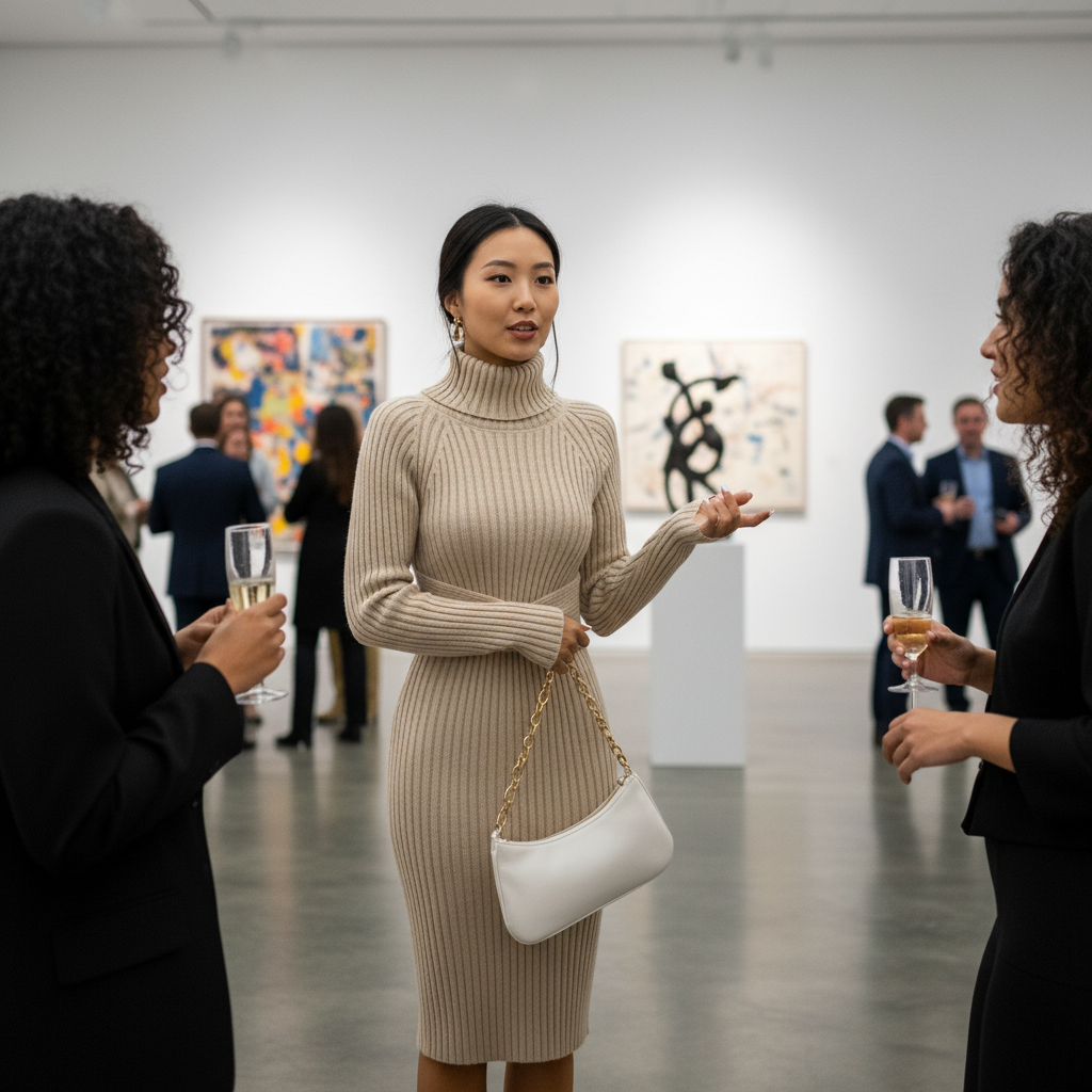 Sweater Dress Lifestyle Image - Art Gallery