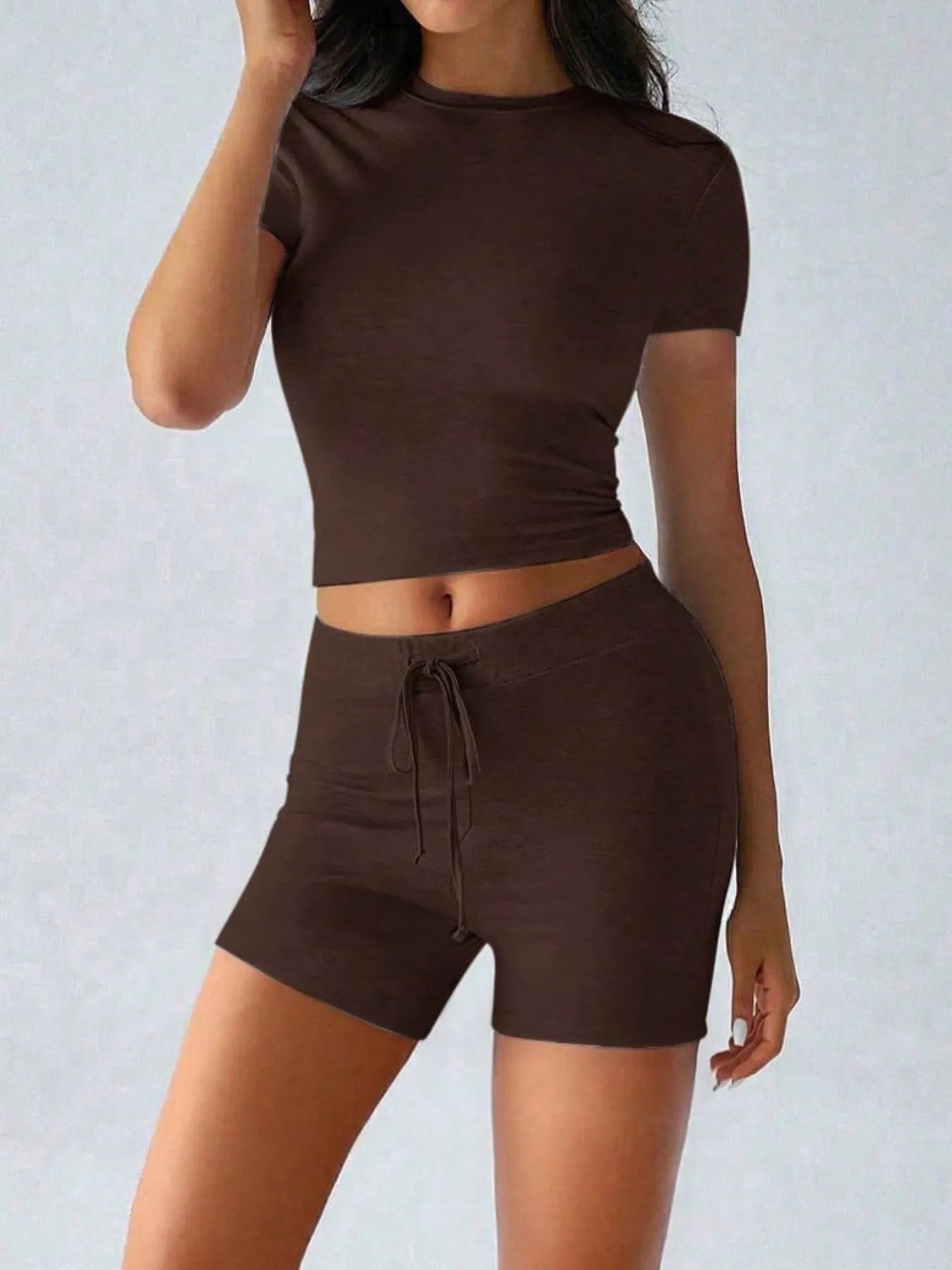 Trendsi Brown Top with Matching Shorts in a Comfortable and Stylish Fit for Everyday Wear