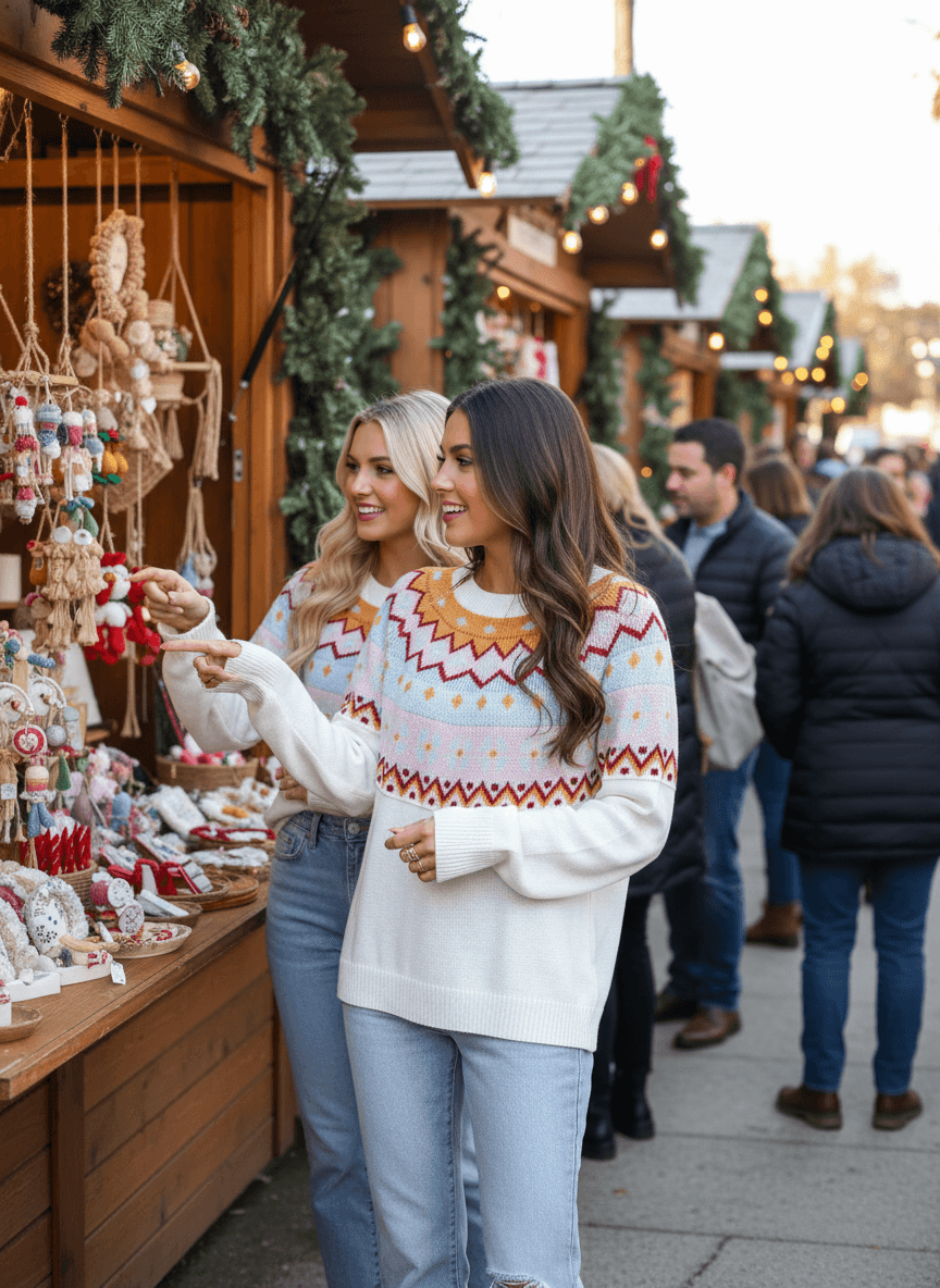 White Fair Isle Sweater - Colorful Pattern Design - Fashions Envy