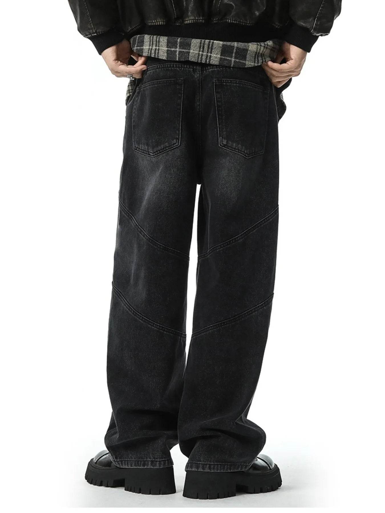 Trendsi Wide Leg Baggy Jeans in Black with a Relaxed Fit and Distressed Details