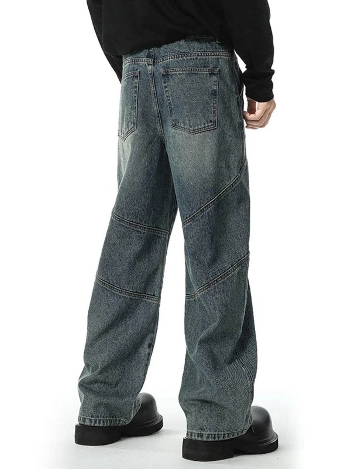 Trendsi Wide Leg Baggy Jeans in faded denim with a relaxed fit and back pockets