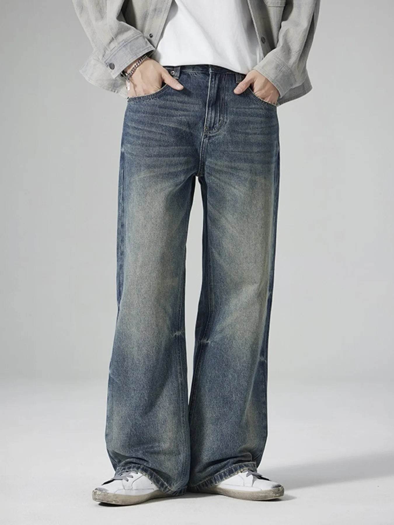 Trendsi Wide Leg Washed Jeans in a light blue hue for a trendy casual look